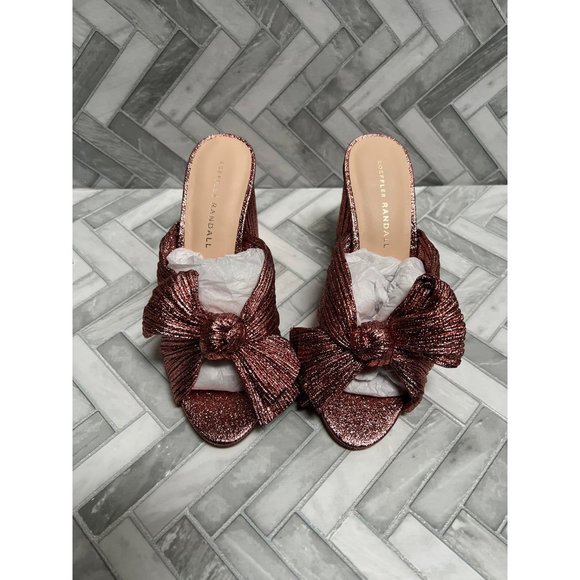 Loeffler Randall Penny Pleated Knot Mule in Metallic Rose, Size 6.5, - Picture 2 of 3